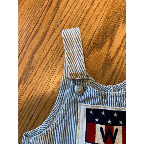 VTG Y2K Weebok Bib Overall Short Conductor Toddler 18M Blue/White Railroad 90s - Picture 9 of 12
